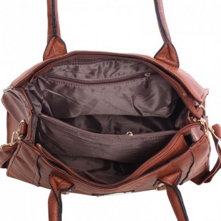Bolsa Totem Estruturada Feminina Vazados Detalhes Metálicos