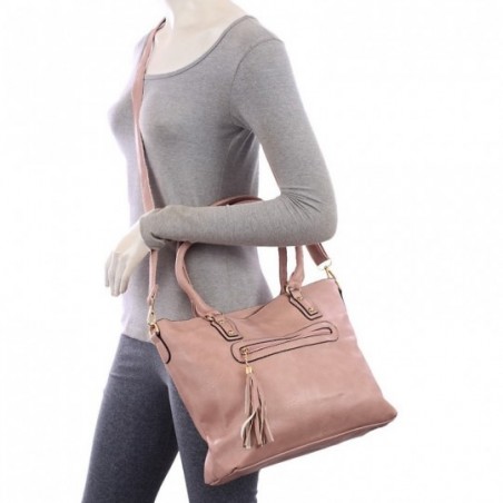 Bolsa Totem Feminina Alto Relevo Tassel Detalhes Metálicos