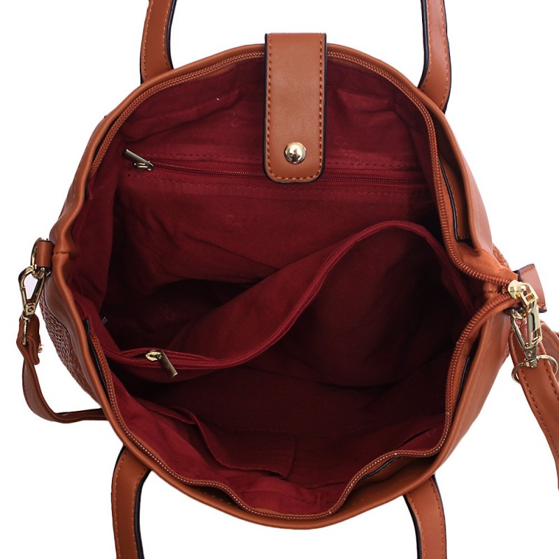 Bolsa Totem Feminina Em Alto Relevo Texturizada Alça Dupla