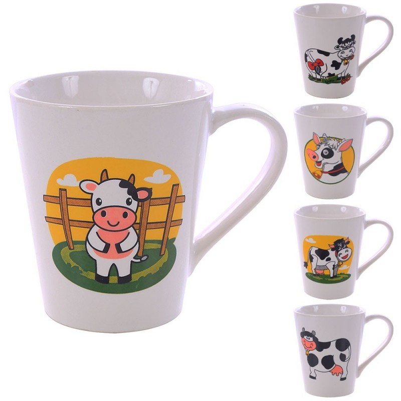 Caneca Porcelana Tulipa Temática Estampas Vaquinha 250ml