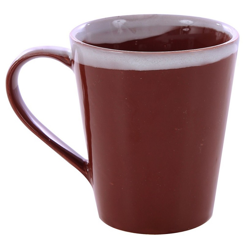Caneca De Porcelana Tulipa Caramelo Borda Decorada 250ml