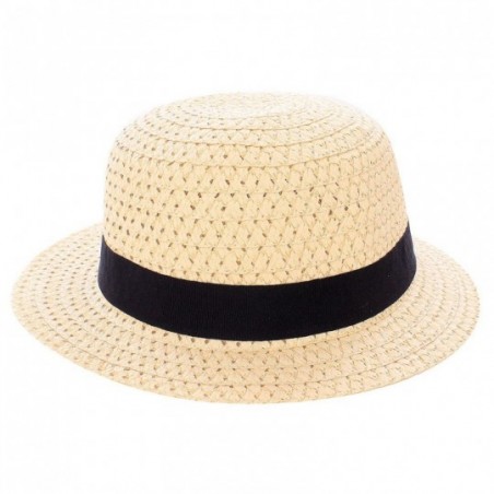 Chapéu Feminino Aba Curta Em Tressê Com Fita Decorativa