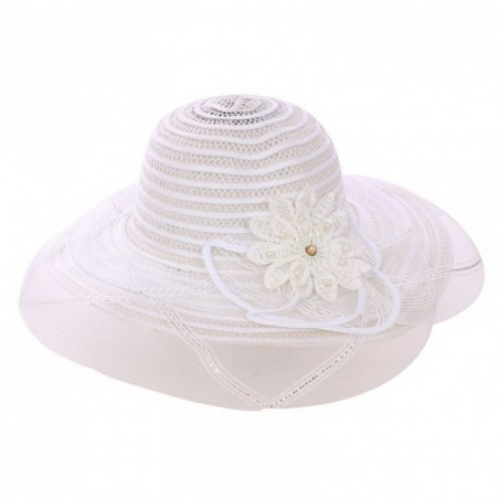 Chapéu De Praia Feminino Com Pérolas Fibra Papel Aba Média