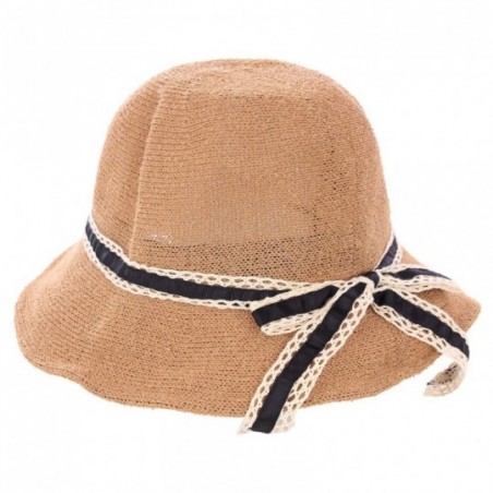 Chapéu Feminino Fedora Aba Curta Com Faixa Fibra De Papel