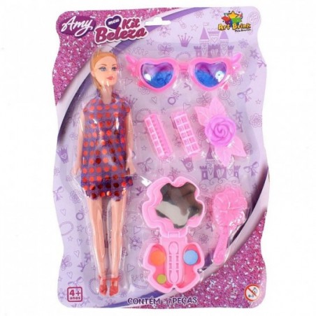 Boneca Amy Com 6 Acessórios De Beleza Brinquedo Infantil Art Brink
