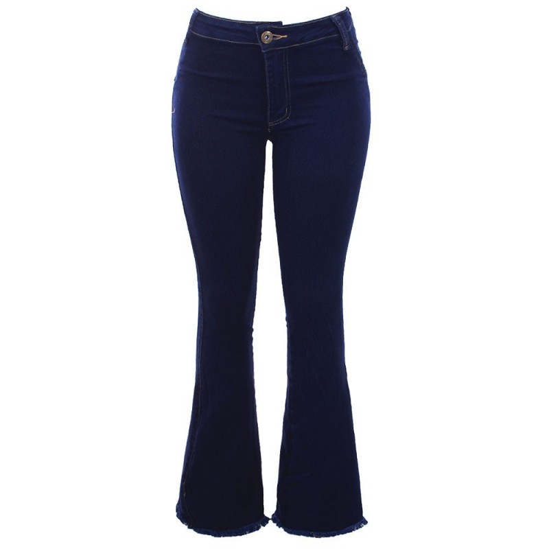 Calça Jeans Skinny Flare Feminina Lisa Barra Desfiada