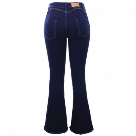 Calça Jeans Skinny Flare Feminina Lisa Barra Desfiada