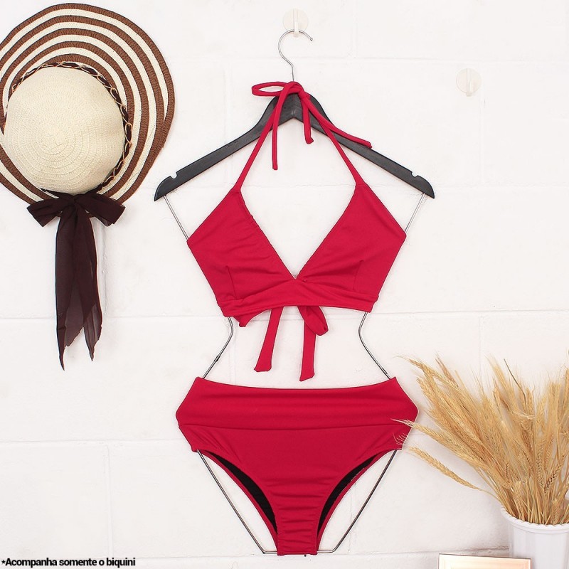 Conjunto Biquíni Feminino Hot Pants + Top Alcinha Amarração