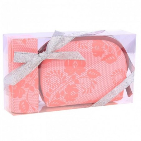 Kit Feminino Necessaire Estampada + Porta Batom Com Espelho