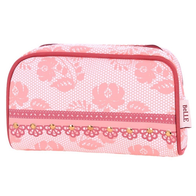 Necessaire Estojo Feminina Estampada Alto Relevo Com Tachas