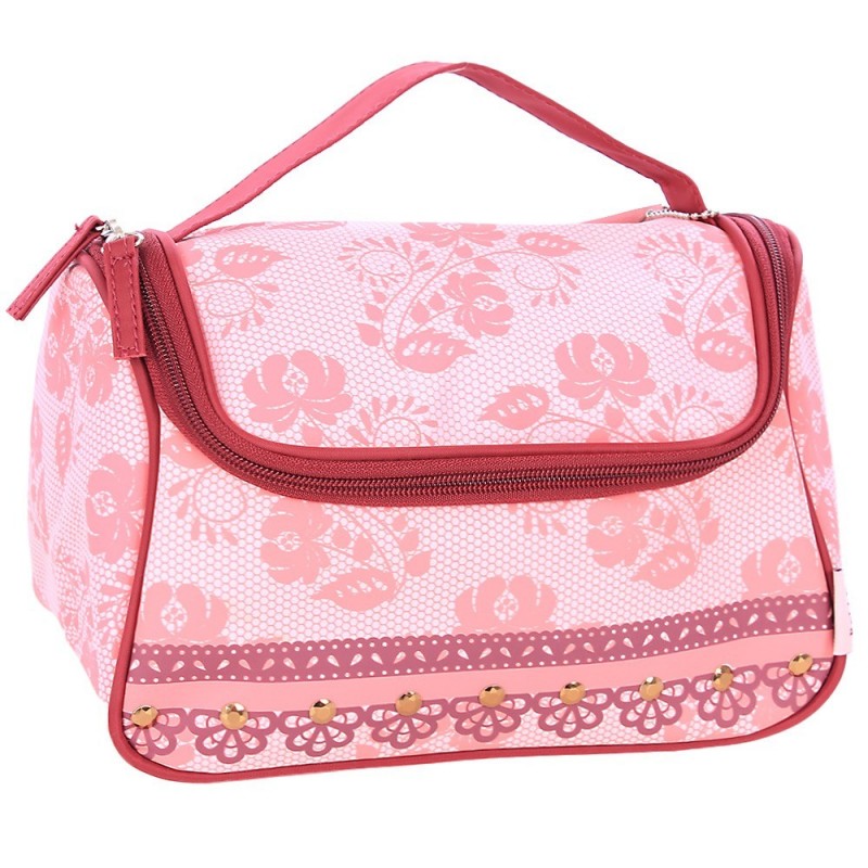 Necessaire Feminina Estampada Para Viagem Com Alça De Mão