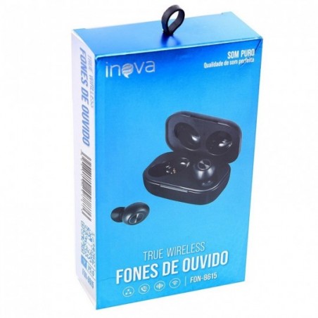 Fone De Ouvido Sem Fio Bluetooth True Wireless Inova 55mAh