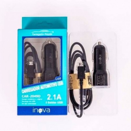 Carregador Automotivo USB Duas Entradas Simultâneas 2.1A