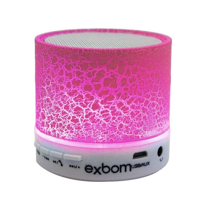 Mini Caixinha Som Bluetooth Luzes Led Rádio FM 300mA Exbom