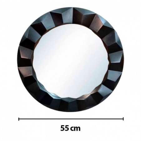 Espelho Decorativo Com Moldura Redondo Preto 55 CM