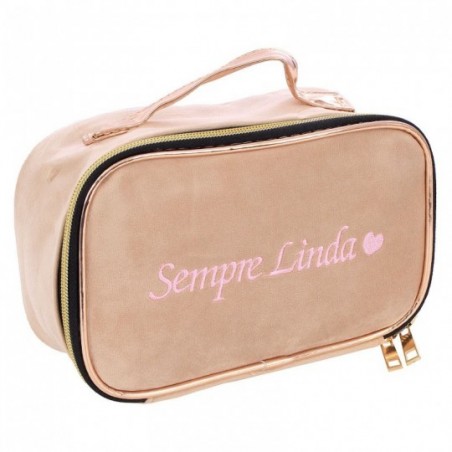 Necessaire Estojo Feminina Em Veludo Com Alça De Mão
