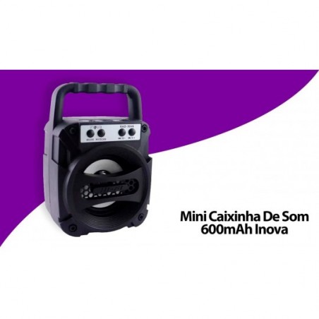 Mini Caixa Som Amplificada Portátil Rádio FM 600mAh Inova