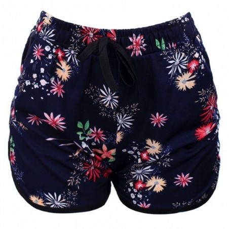 Short Feminino Floral Com Cordão Decorativo Bolsos Laterais