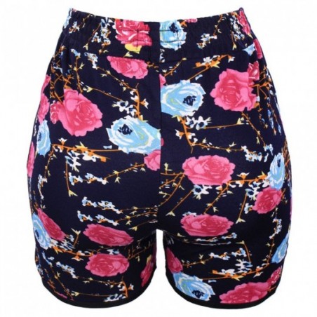 Short Feminino Floral Com Cordão Decorativo Bolsos Laterais