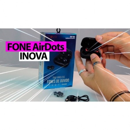 Fone De Ouvido Sem Fio Bluetooth True Wireless Inova 55mAh