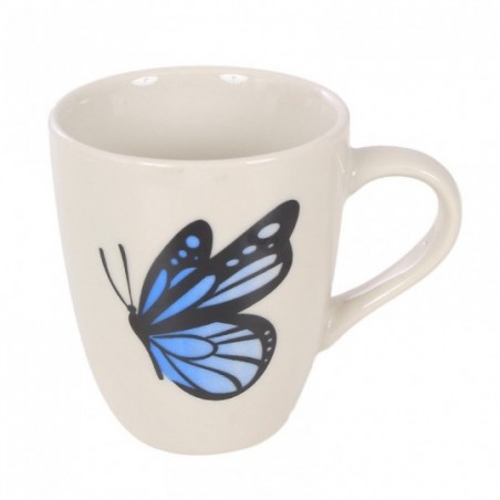 Caneca De Porcelana Decorada Borboletas Variadas 220ml