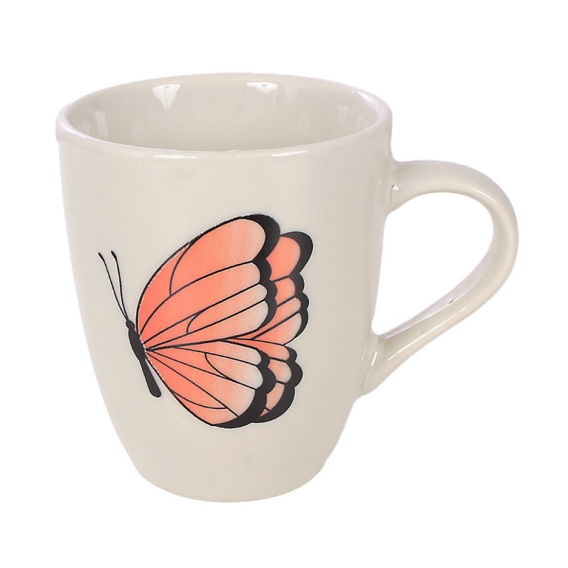 Caneca De Porcelana Decorada Borboletas Variadas 220ml