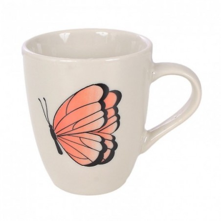 Caneca De Porcelana Decorada Borboletas Variadas 220ml