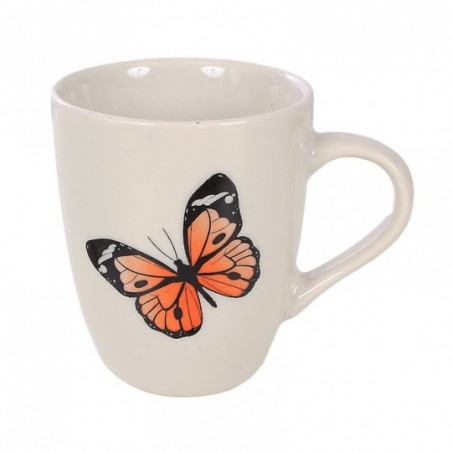 Caneca De Porcelana Decorada Borboletas Variadas 220ml