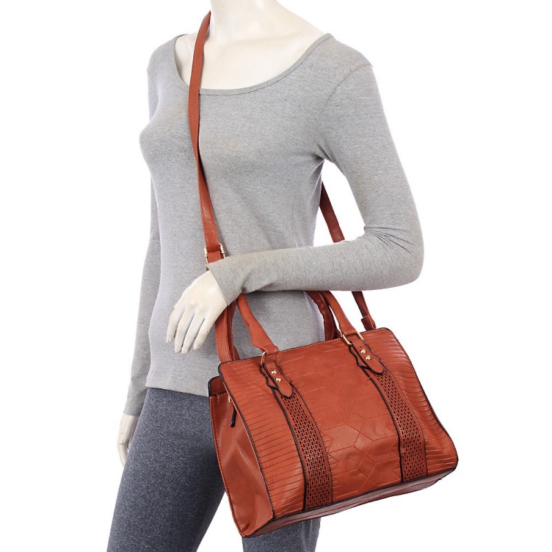 Bolsa De Ombro Estruturada Feminina Alto Relevo Com Vazados