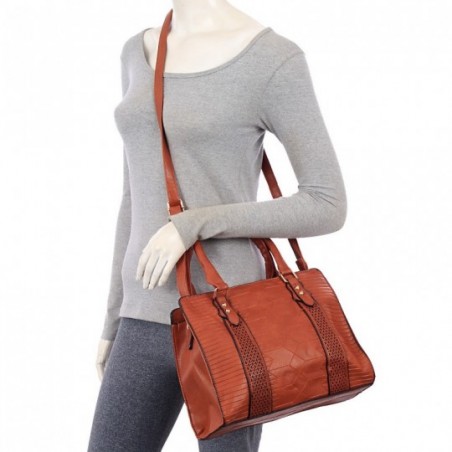 Bolsa De Ombro Estruturada Feminina Alto Relevo Com Vazados