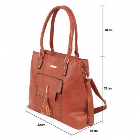Bolsa Totem Feminina Com Tassel E Tressê Duas Repartições