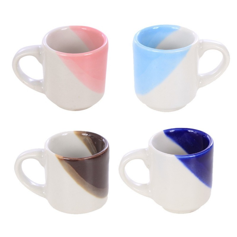 Xícara De Café Porcelana Reta Colorida 75ml