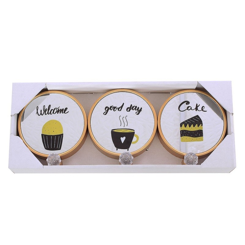Conjunto De Três Espelhos Decorativos Com Porta Chaves