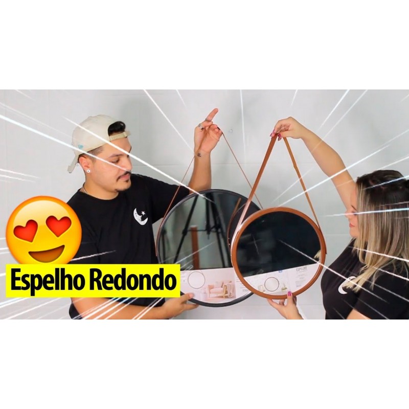 Espelho Decorativo Emoldurado De Pendurar Redondo 45 CM
