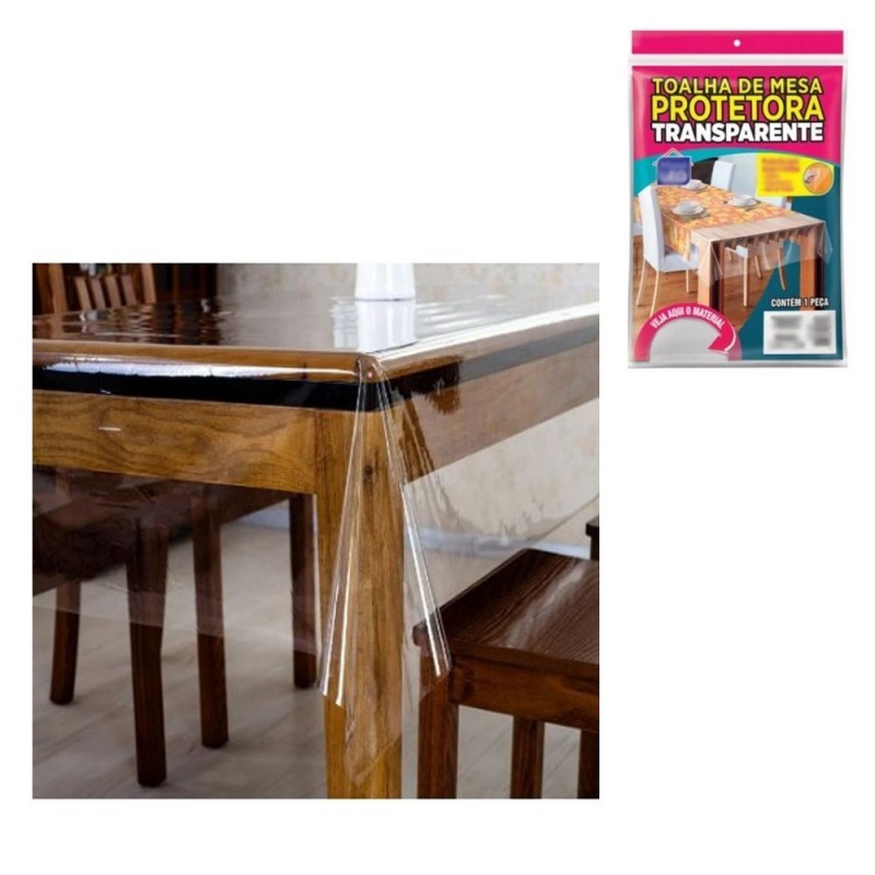 Toalha De Mesa  Protetora Transparente 1,35 m x 2,20 m