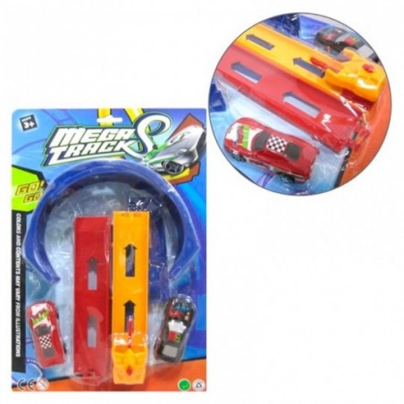 Kit De Carro Com lançador E Pista Mega Track Looping