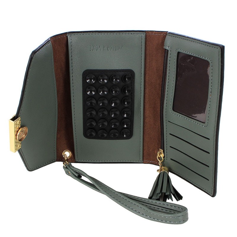 Carteira Feminina Porta Celular Com Tassel Em Alto Relevo