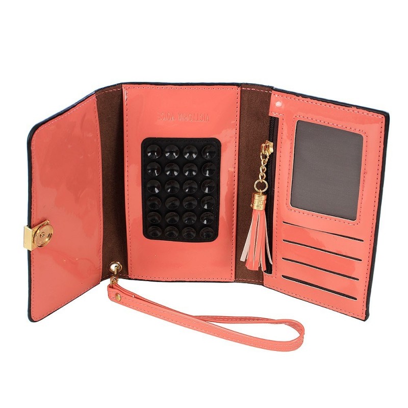 Carteira Feminina Porta Celular Com Tassel Em Verniz
