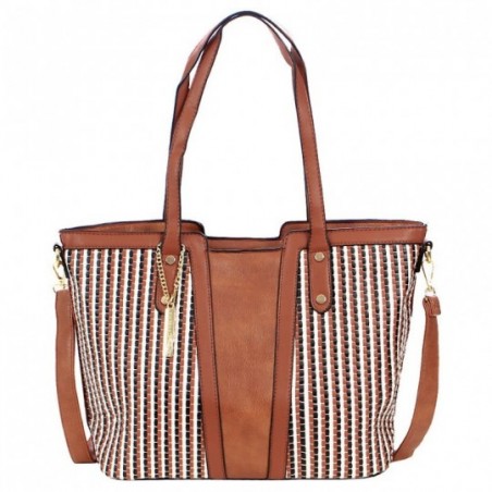 Bolsa Feminina Satchel Luxo Em Tressê Colorido Com Pingente