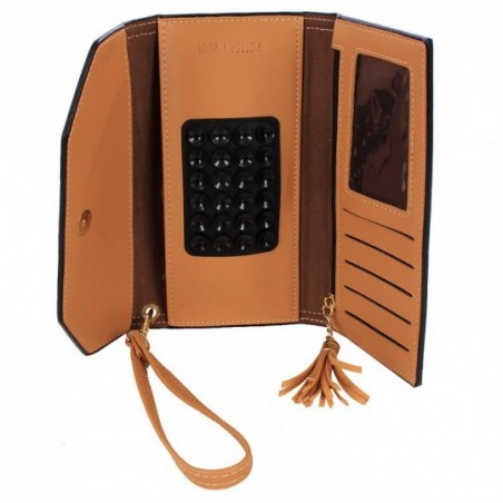 Carteira Feminina Porta Celular Com Tassel Detalhe Metálico