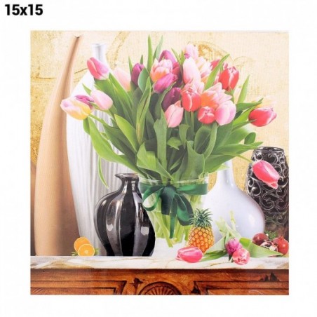 Quadro De Parede Para Decoração Flores E vasos 15cm x 15cm