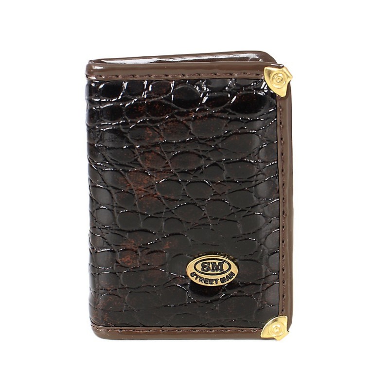 Carteira Masculina Mini Slim Em Verniz Porta CNH Sem Fecho