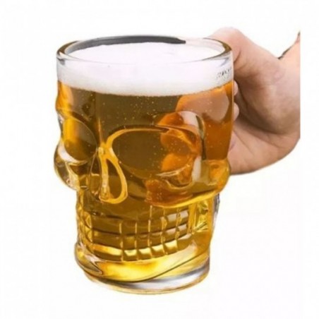 Caneca De Vidro Para Chopp Caveira Rock Style 365Ml 