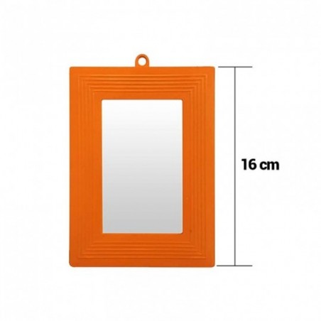 Espelho Com Moldura Plástica Laranja 16 cm x 12 cm