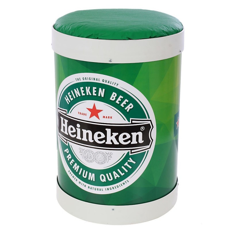 Puff Estampa Cerveja Redondo Com Almofada De Metal 40cm
