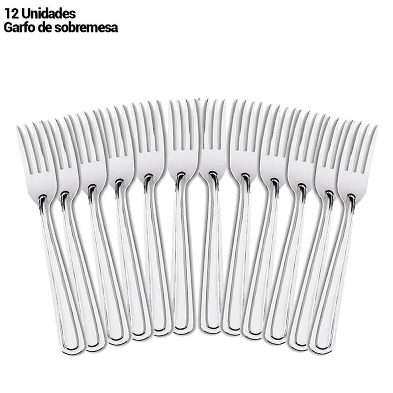 Conjunto De Garfo Sobremesa Verão Inox 12 Peças No Atacado