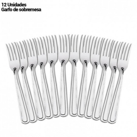 Conjunto De Garfo Sobremesa Verão Inox 12 Peças No Atacado