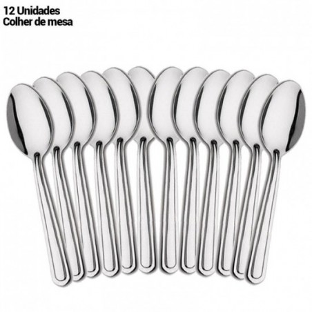 Conjunto Colher De Mesa Para Sopa Inox 12 Peças No Atacado