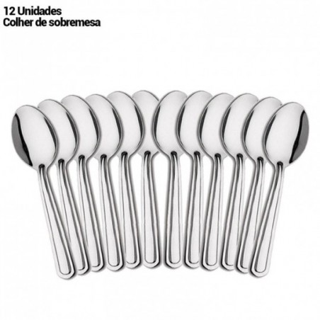 Conjunto De Colher Sobremesa Verão Inox 12 Peças No Atacado