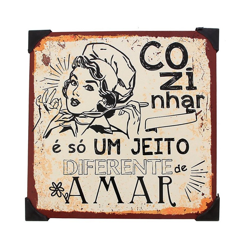 Quadro De Metal Decorativo Para Cozinha 20cm x 20cm